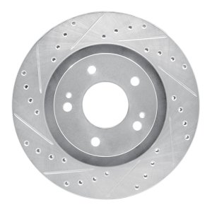 Mitsubishi Outlander Brake Rotor (1) - Front Left - R1 Concepts - Drilled & Slotted - Silver - `05-`22